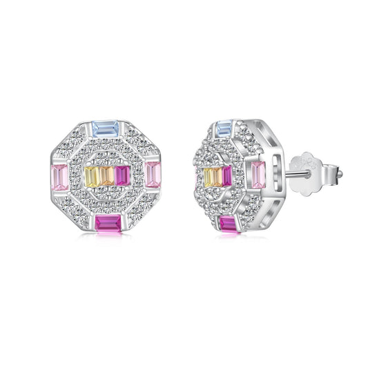 [⭐Lucky Jewelry]Ornate Colorful Octagon Shape Daily Earrings