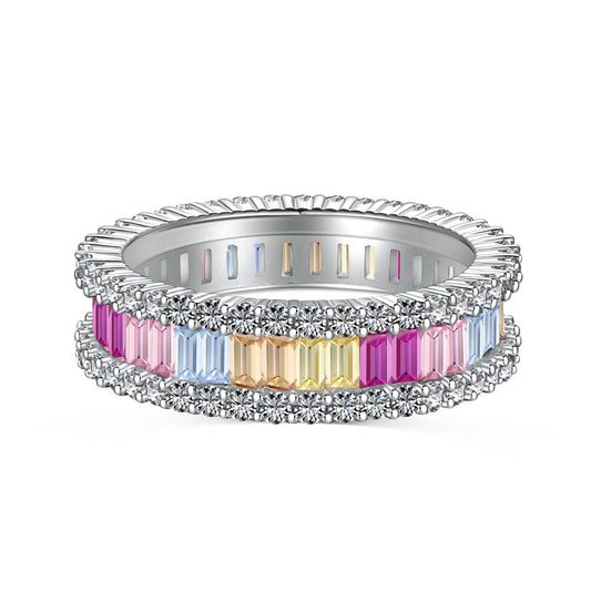 [⭐Lucky Jewelry]Dainty Kaleidoscopic Emerald Cut Daily Ring