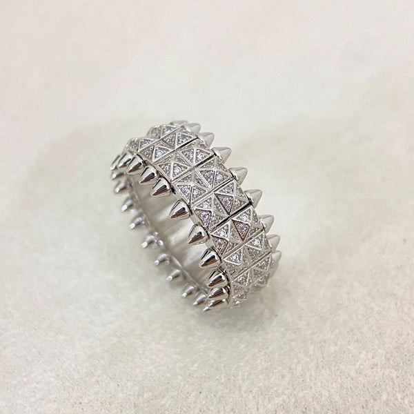 [⭐Lucky]CLASH DOUBLE-ROW RIVET RING WITH DIAMOND SETTING